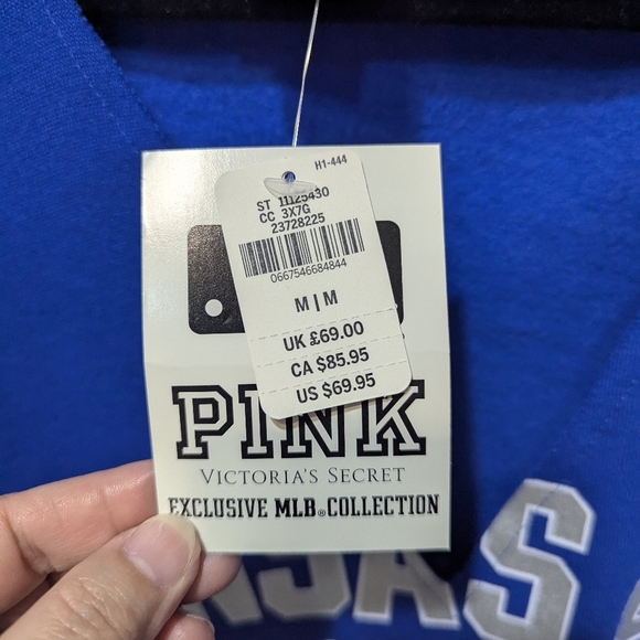 NWT, Kansas City Royals, Pink, Royals Blue, cut-out V-neck Sweatshirt - Picture 3 of 4